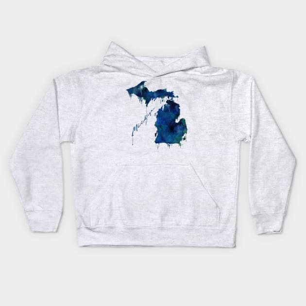 Michigan - Wet Paint Kids Hoodie by Gringoface